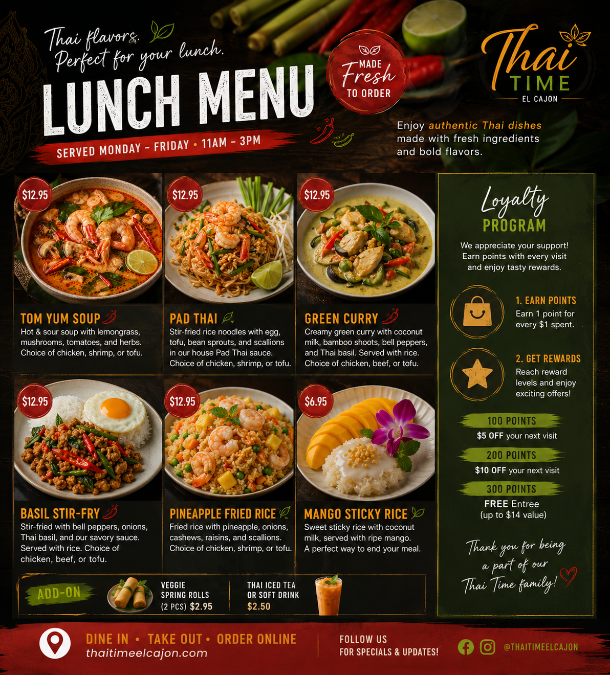 ThaiTime Lunch Menu